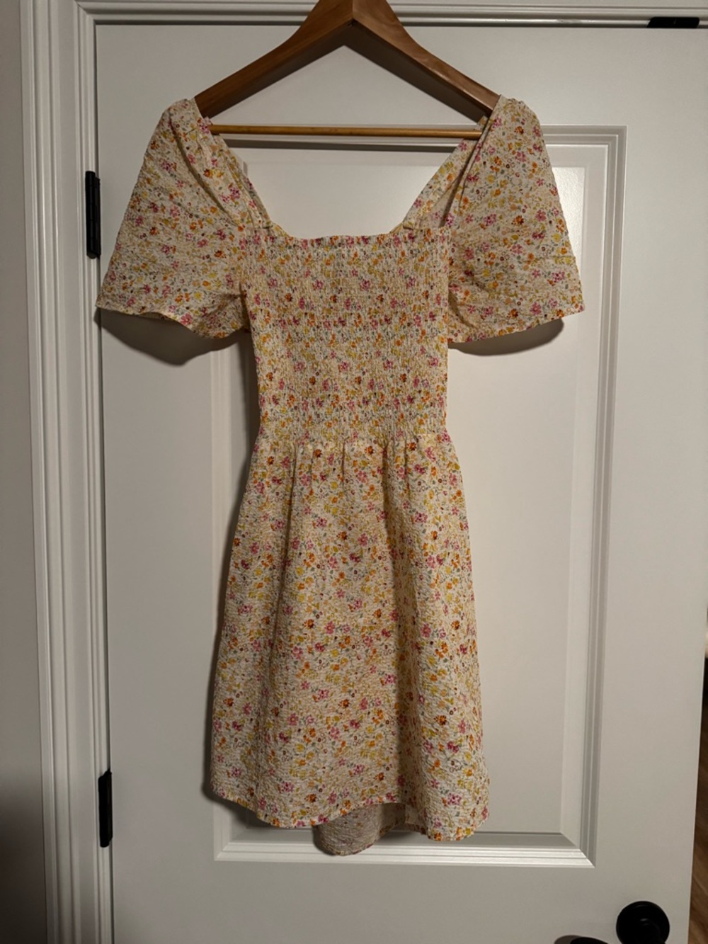 Princess Polly Floral Puff Sleeve Dress Cottagecore Smocked Tie Back NWT US 8